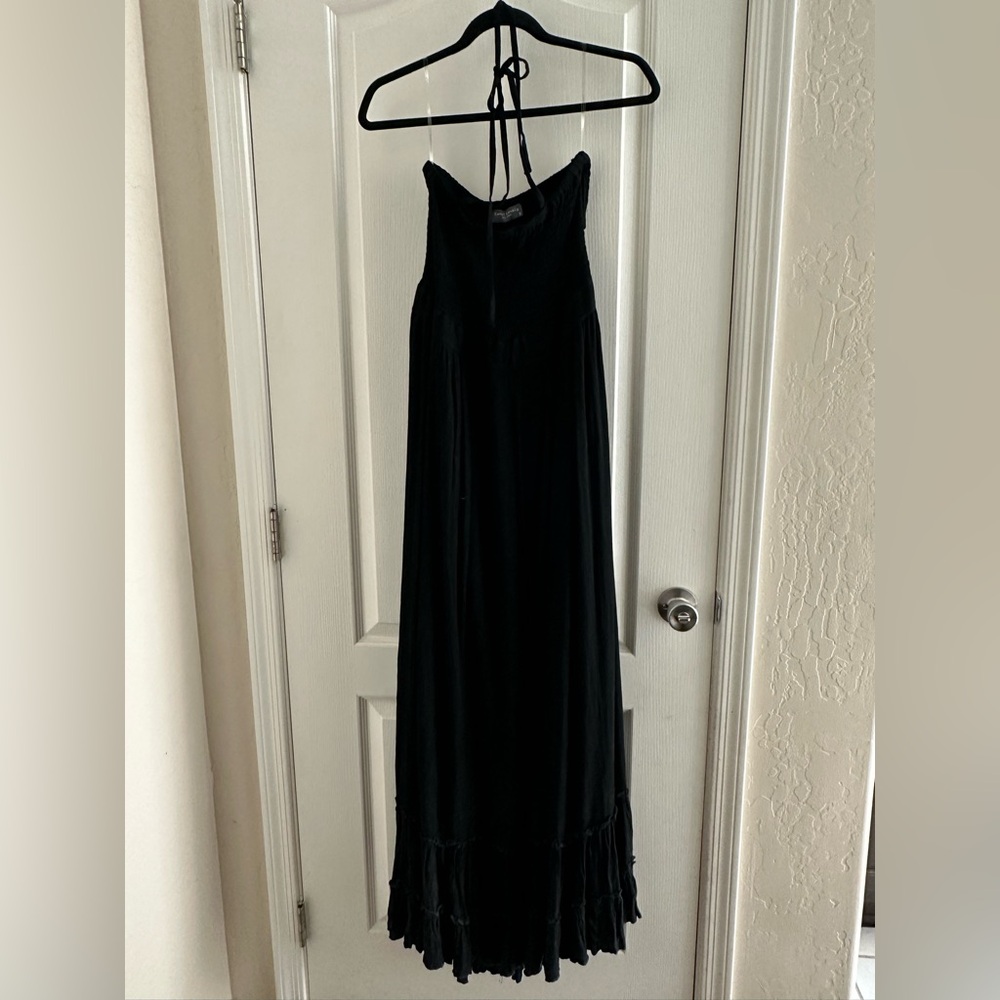 Black halter maxi dress